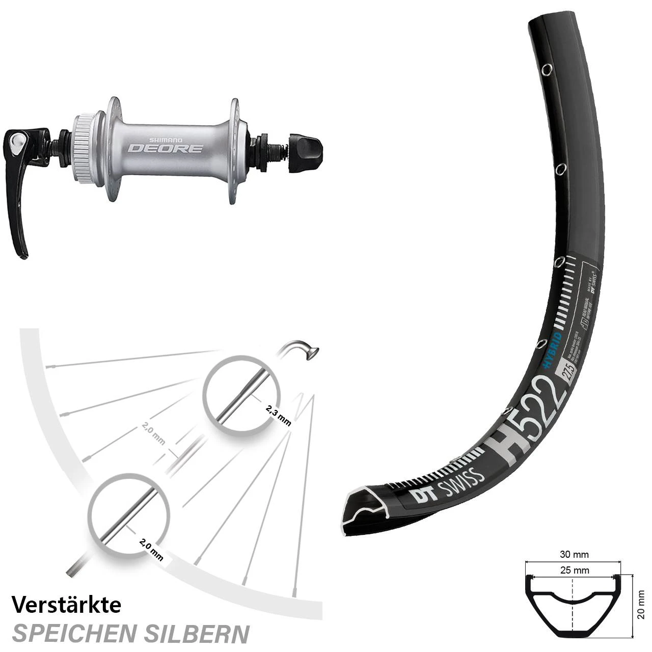 Dt-swiss Shimano Deore HB-M6000 DT Swiss H 522 Vorderrad 27,5 Zoll Centerlock 1 Dt-swiss Shimano Deore HB-M6000 DT Swiss H 522 Vorderrad 27,5 Zoll Centerlock