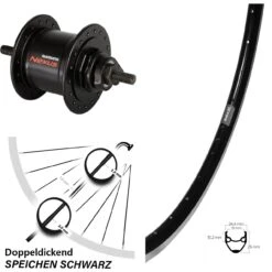 Vorderrad Mit Shimano Nexus DH-C3000-1 Nabendynamo Ryde Andra 20 28 Zoll