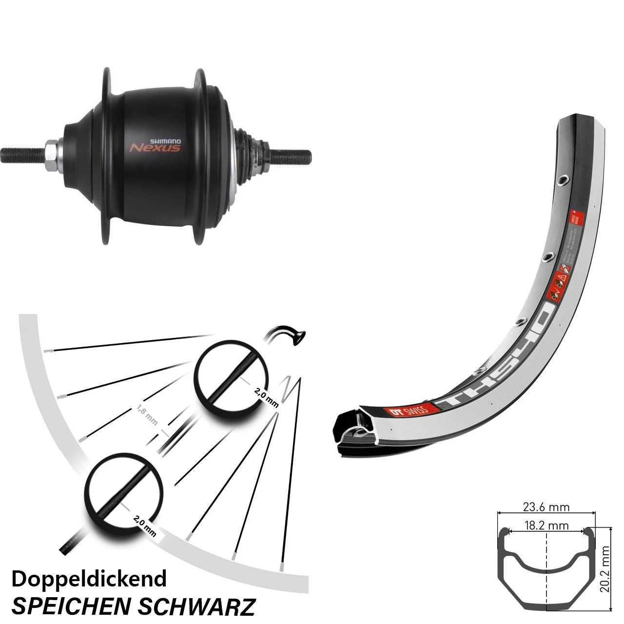 Dt-swiss 28 Zoll DT Swiss TK-540 Shimano Nexus 8 Gang Premium Hinterrad Schwarz 1 Dt-swiss 28 Zoll DT Swiss TK-540 Shimano Nexus 8 Gang Premium Hinterrad Schwarz