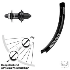 Hinterrad 26 Zoll Exal BE 25 Shimano FH-MT500 Micro Spline