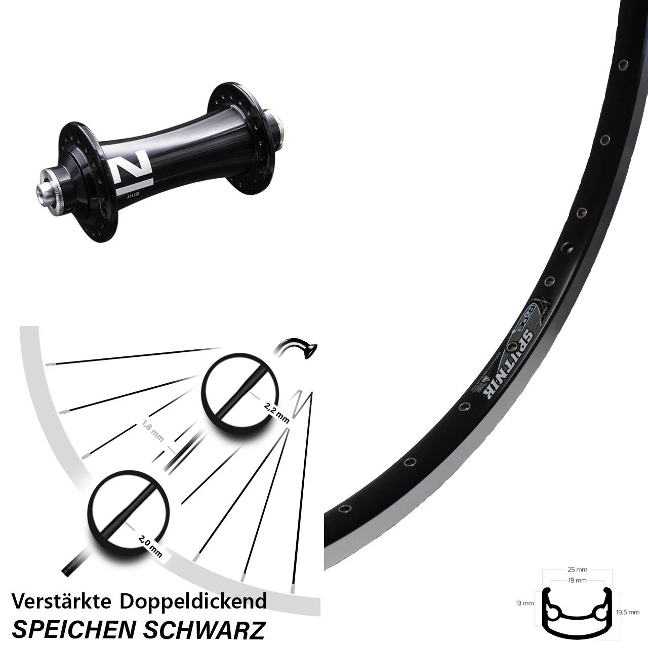 28 Zoll Vorderrad Ryde Sputnik Felgenbremse Novatec A-141-SB Nabe 1 28 Zoll Vorderrad Ryde Sputnik Felgenbremse Novatec A-141-SB Nabe