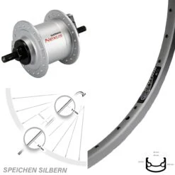 28 Zoll Nabendynamolaufrad Ryde Sputnik Shimano DH-C3000-1N Silbern