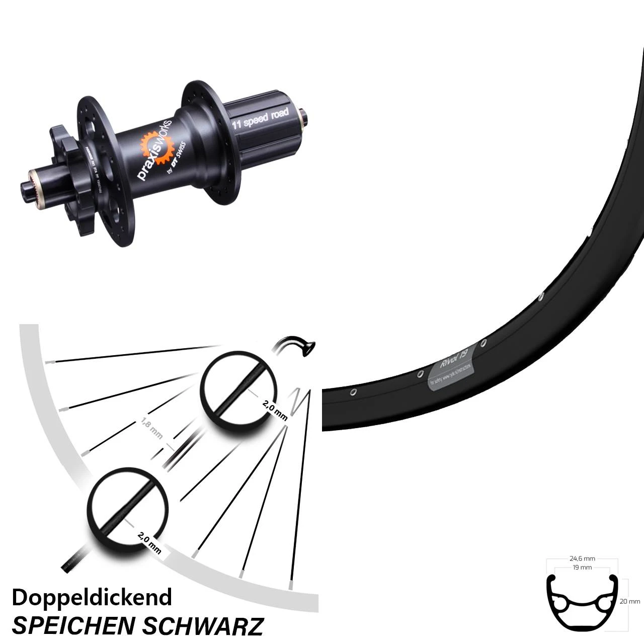 28-29 Zoll Hinterrad DT Swiss 350 SL QR 11-fach Ryde Rival 19 1 28-29 Zoll Hinterrad DT Swiss 350 SL QR 11-fach Ryde Rival 19