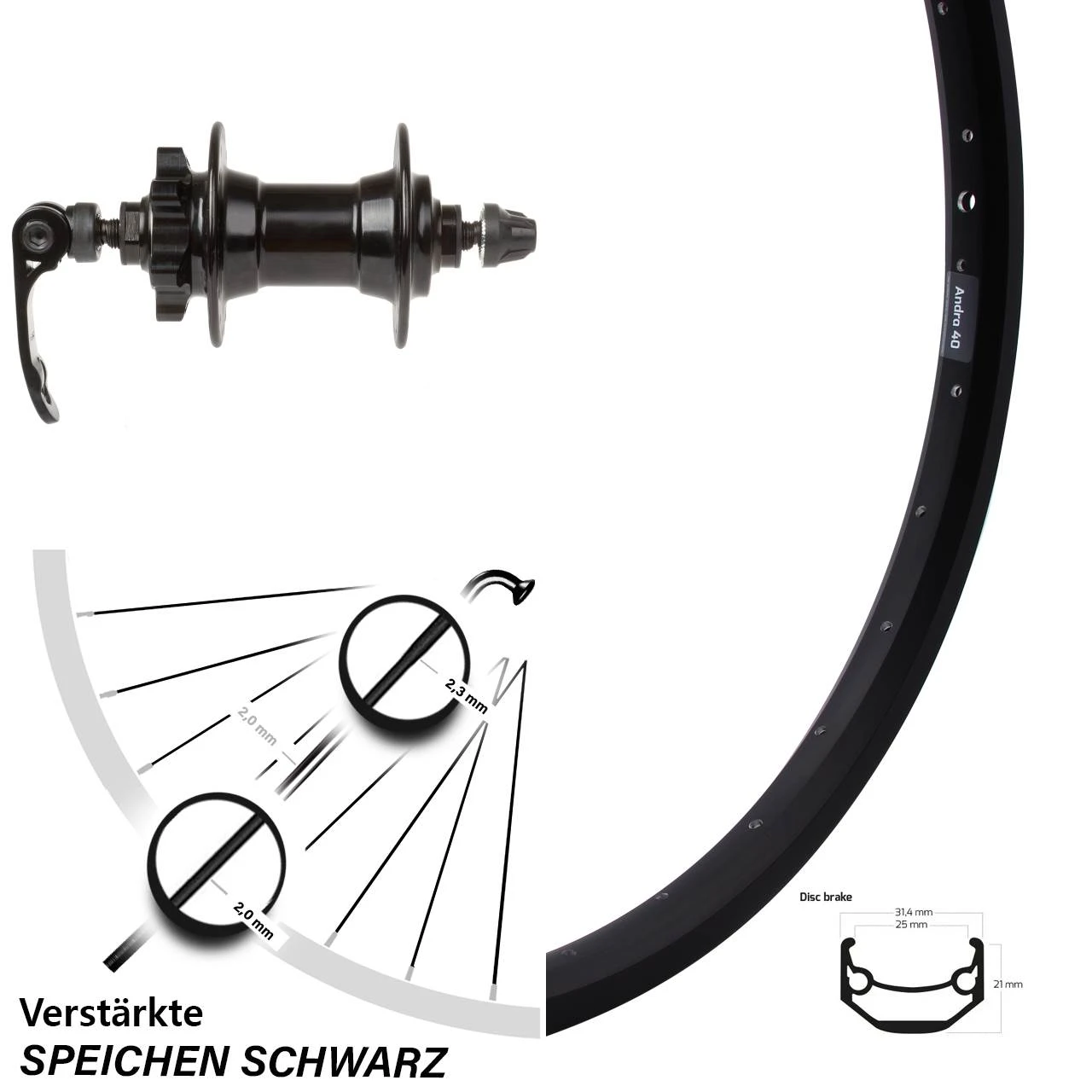 27,5 Zoll Vorderrad Novatec Nabe 6-Loch Ryde Andra 40 Disc 1 27,5 Zoll Vorderrad Novatec Nabe 6-Loch Ryde Andra 40 Disc