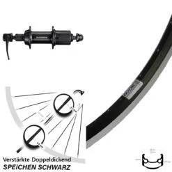 28 Zoll Ryde Andra 35 Hinterrad Shimano 7-Fach Schwarz