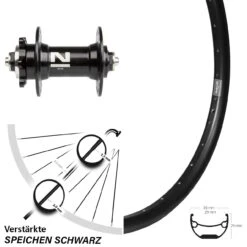 Vorderrad 26 Zoll Ryde Andra 29 Disc 6-loch Novatec D041SB Schnellspanner