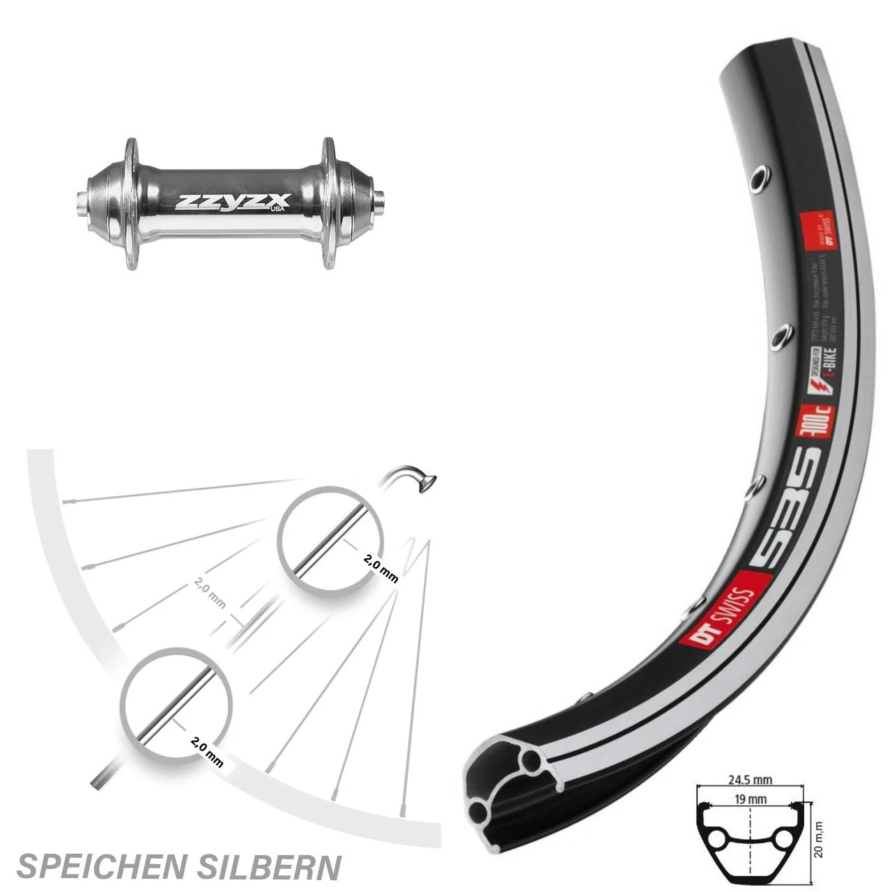 Dt-swiss DT Swiss 535 Vorderrad 26 Zoll Mit Formula ZZYZX TS 91 Silbern 1 Dt-swiss DT Swiss 535 Vorderrad 26 Zoll Mit Formula ZZYZX TS 91 Silbern