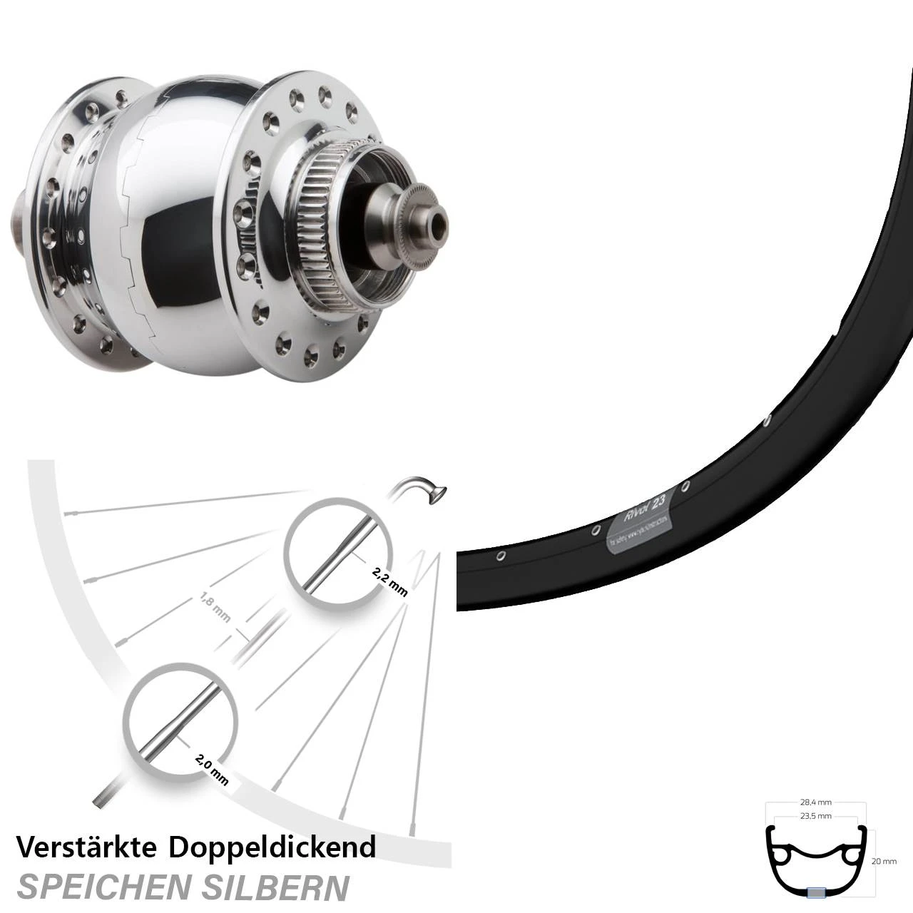 27,5 Zoll Vorderrad SON Delux Ryde Rival 23 1 27,5 Zoll Vorderrad SON Delux Ryde Rival 23