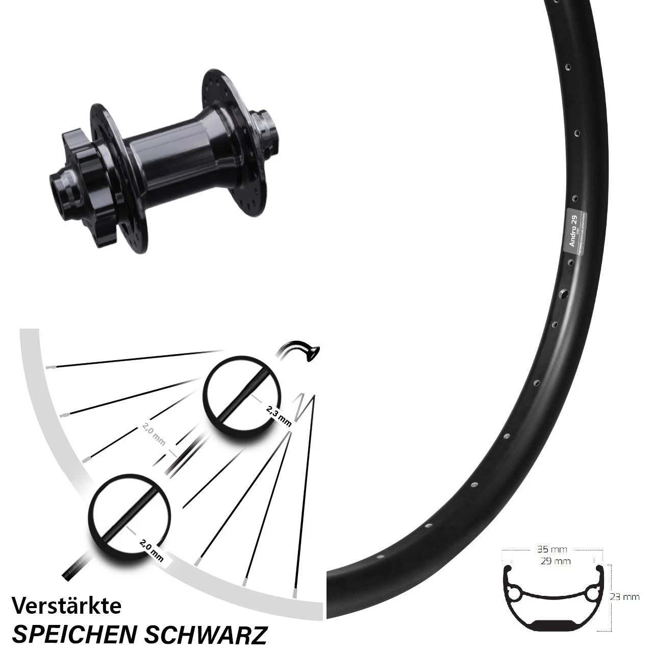 Vorderrad 27,5 Zoll 15x100 Mm Steckachse Formula DHDC-71 Ryde Andra 29 6-Loch 1 Vorderrad 27,5 Zoll 15x100 Mm Steckachse Formula DHDC-71 Ryde Andra 29 6-Loch