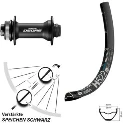 Dt-swiss 27,5 Zoll Vorderrad Boost 15/110 Mm DT Swiss H 522 Mit Shimano Deore HB-M618 Centerlock