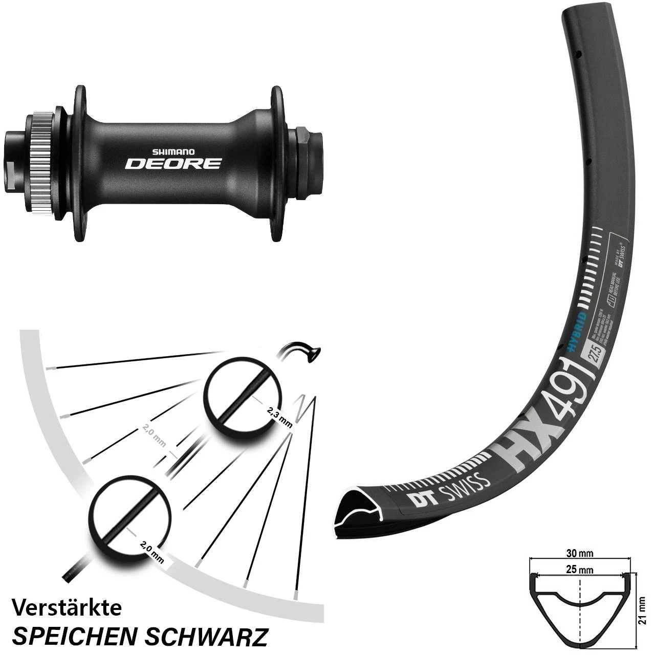Dt-swiss Shimano Deore HB-M618 Boost 15/110 Mm DT Swiss HX 491 Vorderrad 29 Zoll Centerlock 1 Dt-swiss Shimano Deore HB-M618 Boost 15/110 Mm DT Swiss HX 491 Vorderrad 29 Zoll Centerlock
