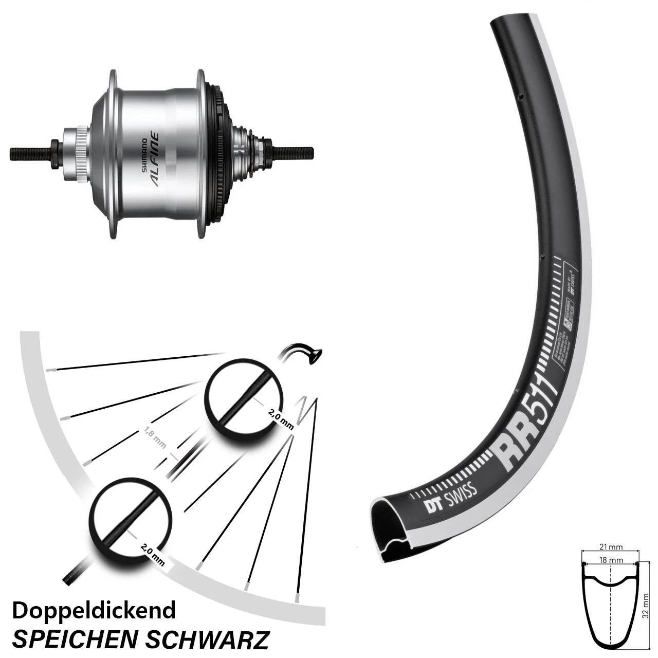 Dt-swiss 28 Zoll DT Swiss RR 511 RB Hinterrad Shimano Alfine Silbern SG-S7001 11-Gang 1 Dt-swiss 28 Zoll DT Swiss RR 511 RB Hinterrad Shimano Alfine Silbern SG-S7001 11-Gang