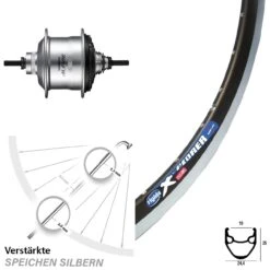 28 Zoll Hinterrad Shimano Alfine Silbern 11-Gang Ryde X-Plorer