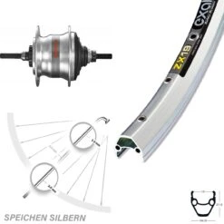 Hinterrad 28 Zoll Exal ZX 19 Silber Shimano Nexus SG-7R50 7 Gang Nabenschaltung Freilauf