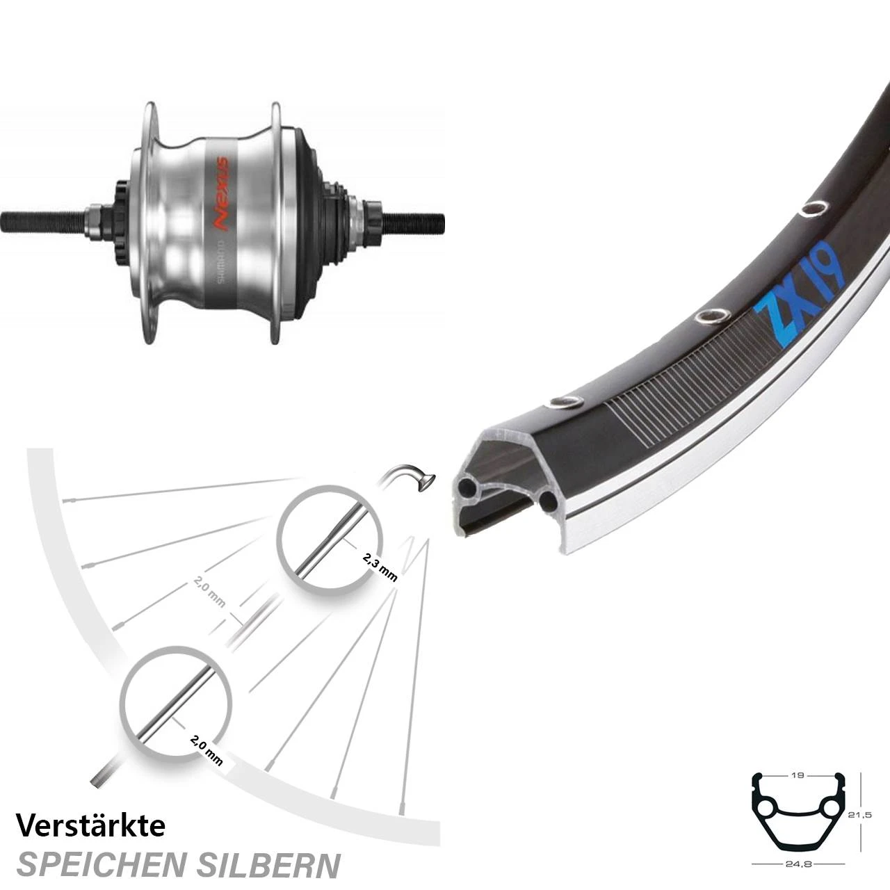 26 Zoll Hinterrad Fahrrad Exal ZX 19 Schwarz Shimano Nexus SG-7R50 7 Gang Nabenschaltung 1 26 Zoll Hinterrad Fahrrad Exal ZX 19 Schwarz Shimano Nexus SG-7R50 7 Gang Nabenschaltung