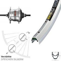 28 Zoll Hinterrad Exal ZX 19 Silber Shimano Nexus SG-7R50 7 Gang Nabenschaltung Freilauf