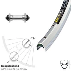 26 Zoll Vorderrad Exal ZX19 Mit VR Nabe Alu Silbern