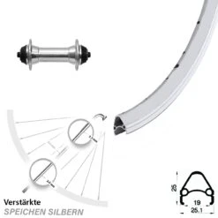 28 Zoll Vorderrad Rodi Airline1 Mit VR Nabe Alu Silbern