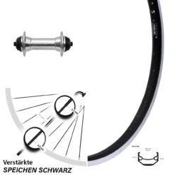 26 Zoll Vorderrad Ryde Andra 40 Alu Silbern Nabe Felgenbremse