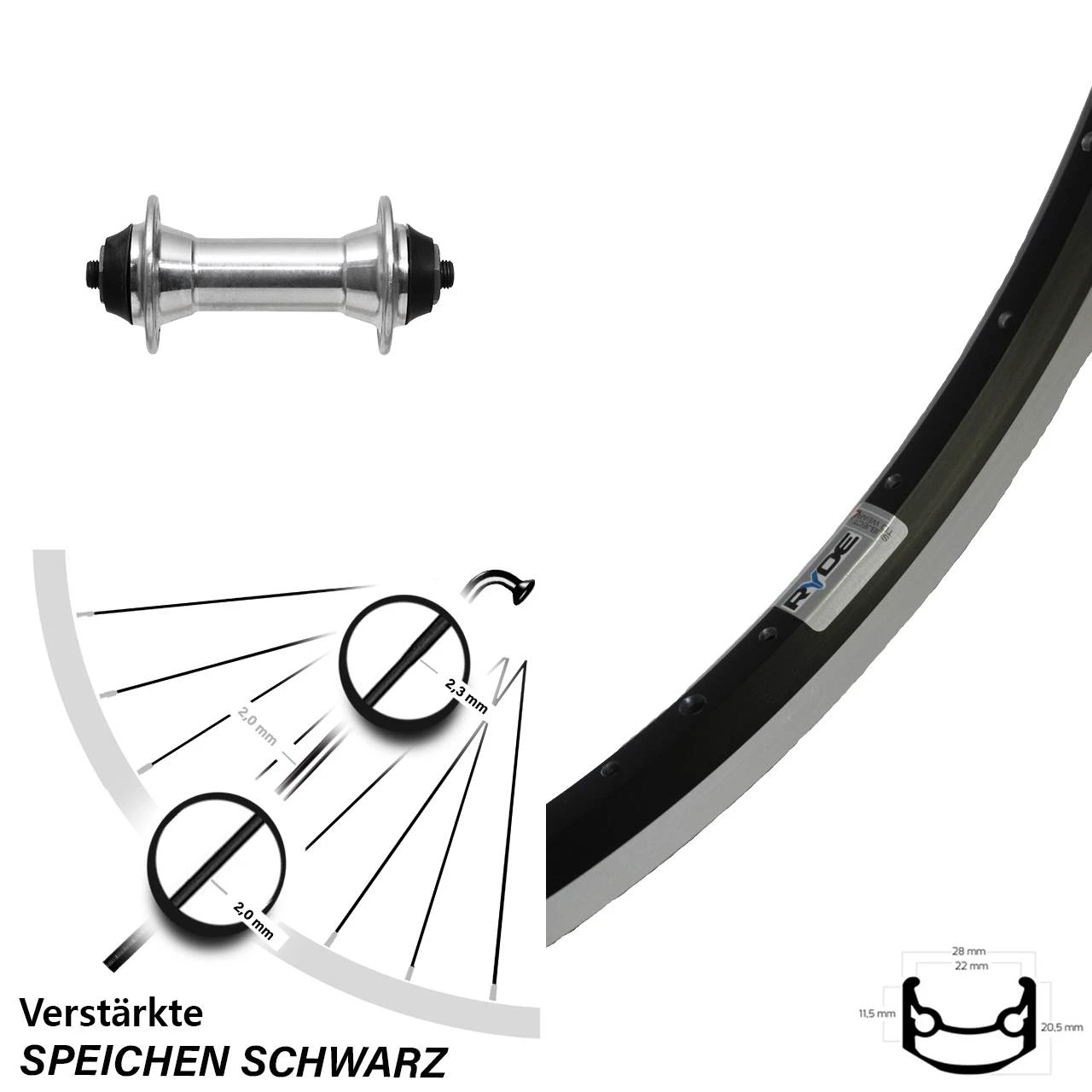 27,5 Zoll Vorderrad Ryde Andra 35 Alu Silbern Nabe 1 27,5 Zoll Vorderrad Ryde Andra 35 Alu Silbern Nabe