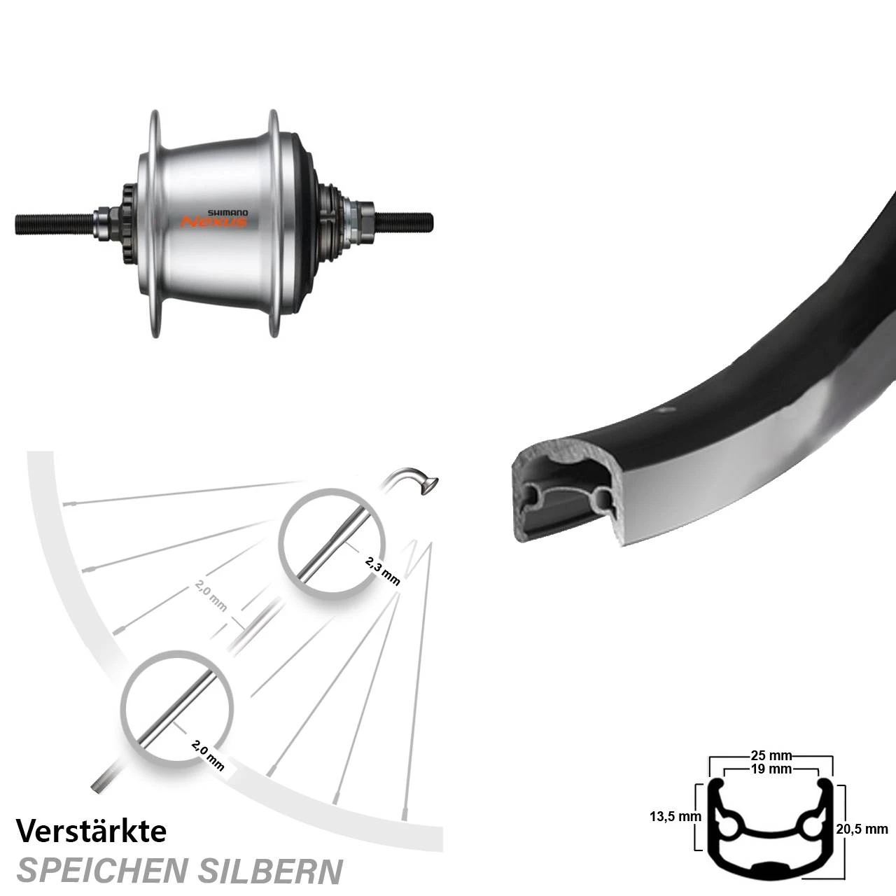 28 Zoll Ryde Andra 30 Hinterrad Shimano Nexus 7 Gang 1 28 Zoll Ryde Andra 30 Hinterrad Shimano Nexus 7 Gang