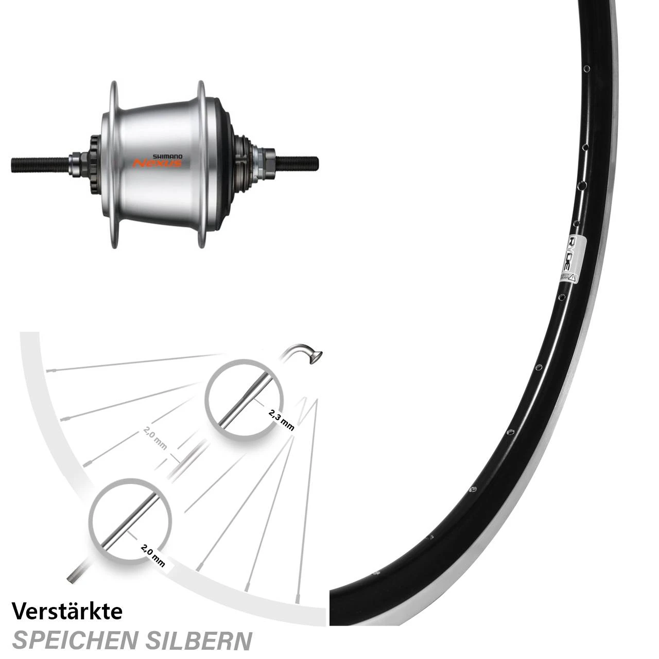 28 Zoll Ryde Dutch 19 Hinterrad Shimano Nexus 7 Gang 1 28 Zoll Ryde Dutch 19 Hinterrad Shimano Nexus 7 Gang