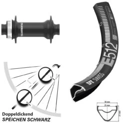 Dt-swiss Shimano HB-MT410-B DT Swiss E 512 Laufrad 27,5 Zoll Centerlock