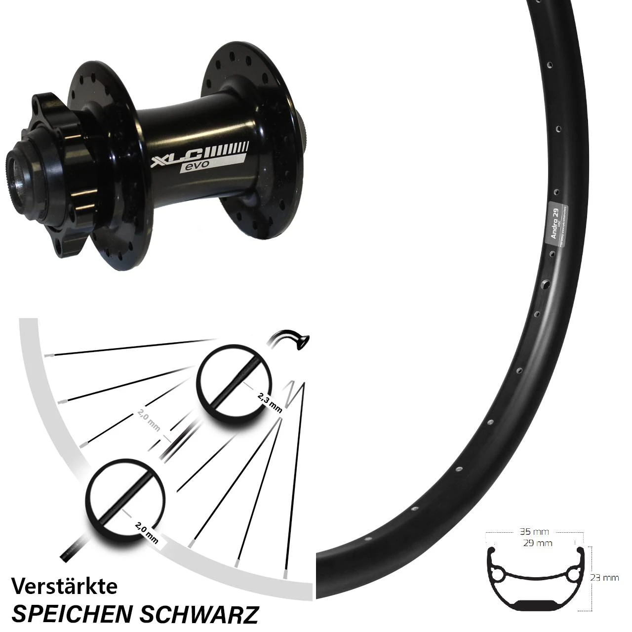27,5 Zoll MTB Vorderrad Ryde Andra 29 XLC Evo 15x100 Mm 1 27,5 Zoll MTB Vorderrad Ryde Andra 29 XLC Evo 15x100 Mm