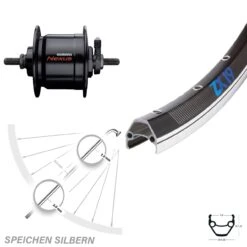Shimano DH-C3000-3N Exal ZX19 Fahrrad-Vorderrad 26 Zoll Schwarz