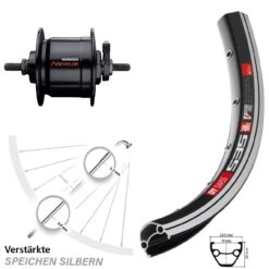 Dt-swiss Vorderes Rad Mit Nabendynamo Shimano Nexus DH-C3000-3N DT Swiss 535 26 Zoll
