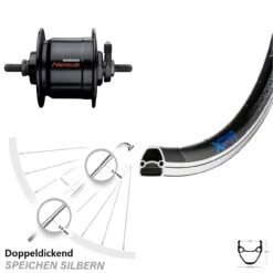 Vorderrad Fahrrad 28 Zoll Exal XP 19 Schwarz Shimano DH-C3000-3N