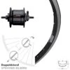 28 Zoll Vorderrad Mit Nabendynamo Ryde ZAC 19 Shimano Nexus DH-C3000-3N Schwarz