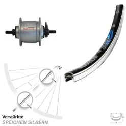 Vorderrad Mit Nabendynamo Shimano Nexus DH-C6000-1N Exal SP19 26 Zoll