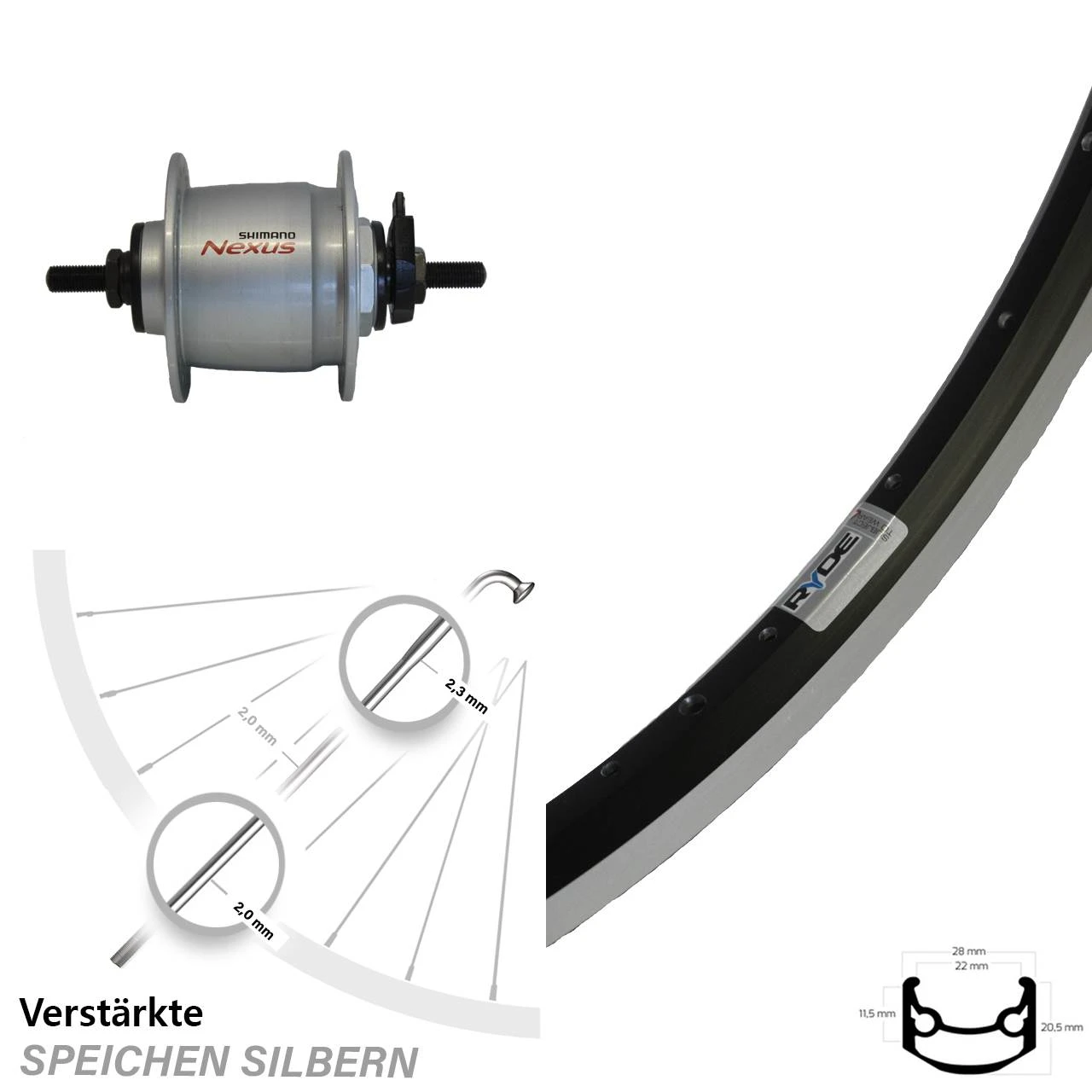 Shimano DH-C6000-1N Ryde Andra 35 Fahrrad-Vorderrad 27,5 Zoll 1 Shimano DH-C6000-1N Ryde Andra 35 Fahrrad-Vorderrad 27,5 Zoll