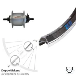 Vorderes Rad Mit Nabendynamo Shimano Nexus DH-C6000-1N Exal ZX19 26 Zoll