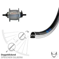 Vorderrad Mit Nabendynamo Shimano Nexus DH-C6000-1N Exal XP 19 28 Zoll