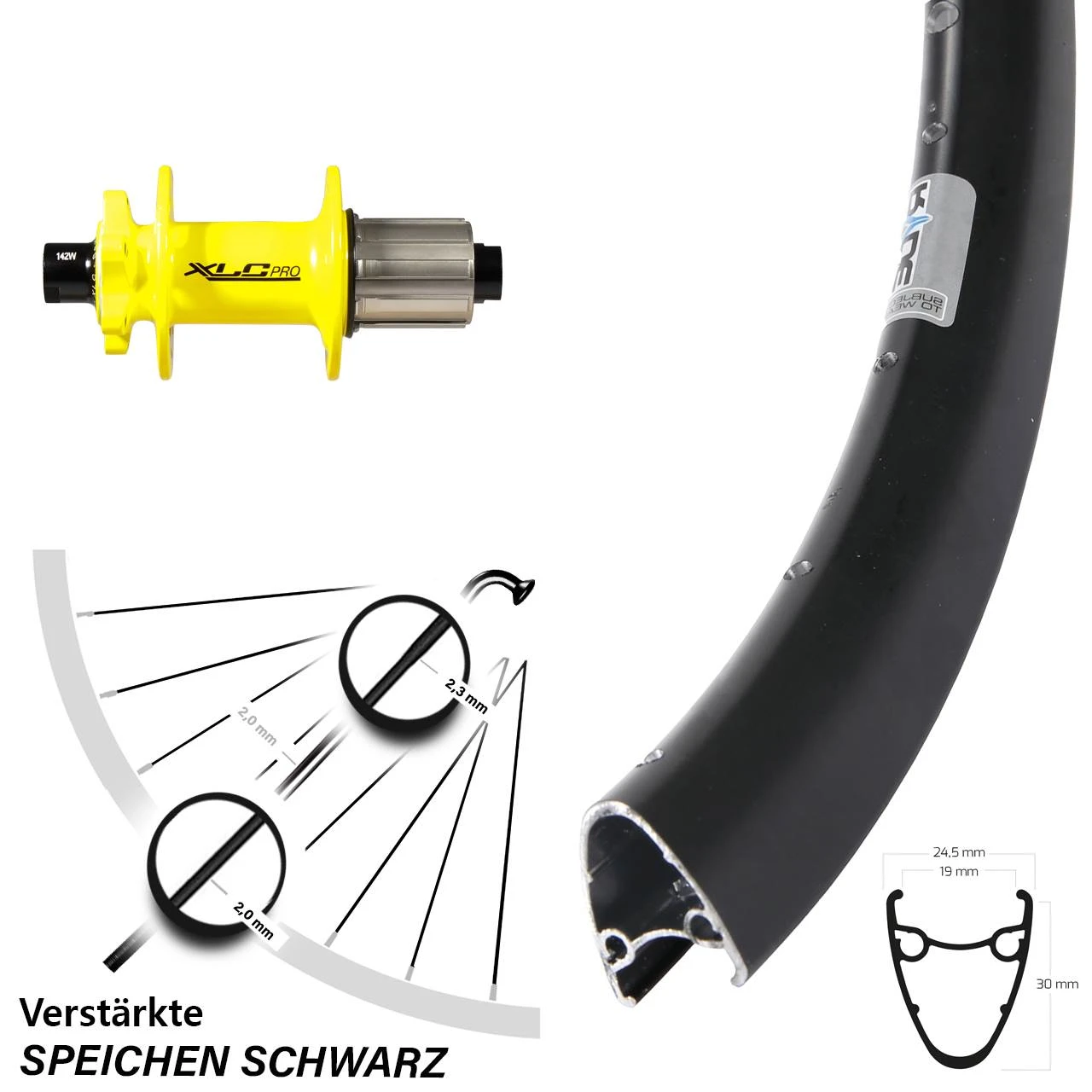 XLC Evo Gelb Ryde Dutch 19 Hinteres Rad 28-29 Zoll Für Steckachse 1 XLC Evo Gelb Ryde Dutch 19 Hinteres Rad 28-29 Zoll Für Steckachse