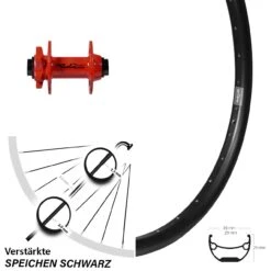 Ryde Andra 29 Vorderrad 27,5 Zoll Steckachse 15 Mm XLC Pro Rot 6-loch