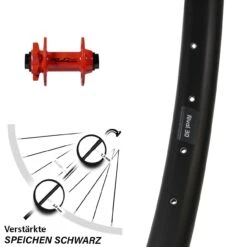 Laufrad 15/100 Mm 27,5 Zoll Ryde Rival 30 Disc XLC Pro Rot Steckachse