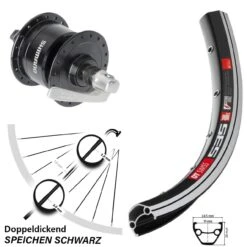 Dt-swiss 26 Zoll Nabendynamolaufrad DT Swiss 535 Shimano DH-3N72 Felgenbremse
