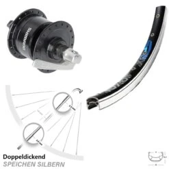 26 Zoll Vorderes Rad Mit Nabendynamo Exal SP 19 Shimano DH-3N72