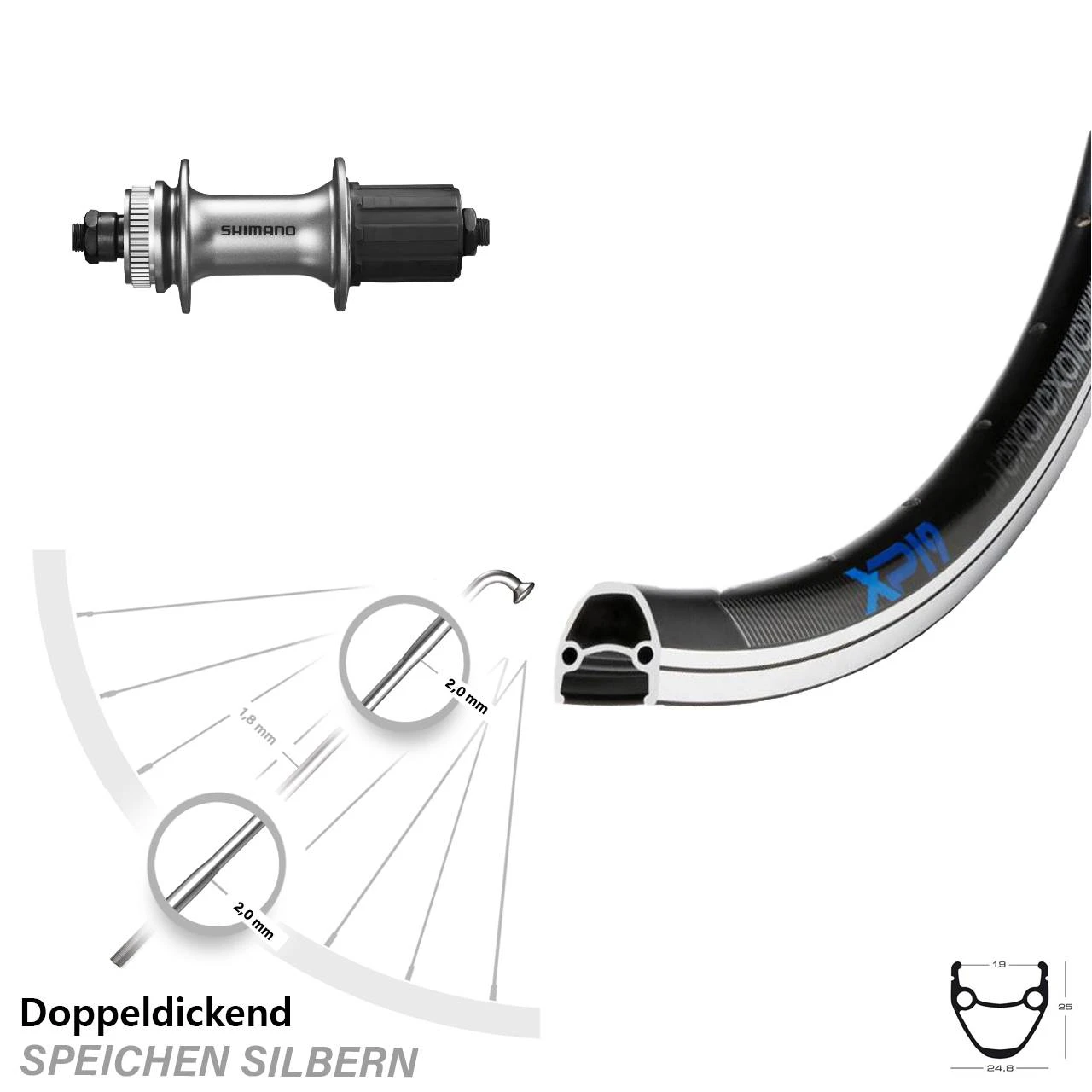 28 Zoll Felgenbrems-Hinterrad Shimano Alivio FH-M4050 Exal XP 19 Centerlock 1 28 Zoll Felgenbrems-Hinterrad Shimano Alivio FH-M4050 Exal XP 19 Centerlock