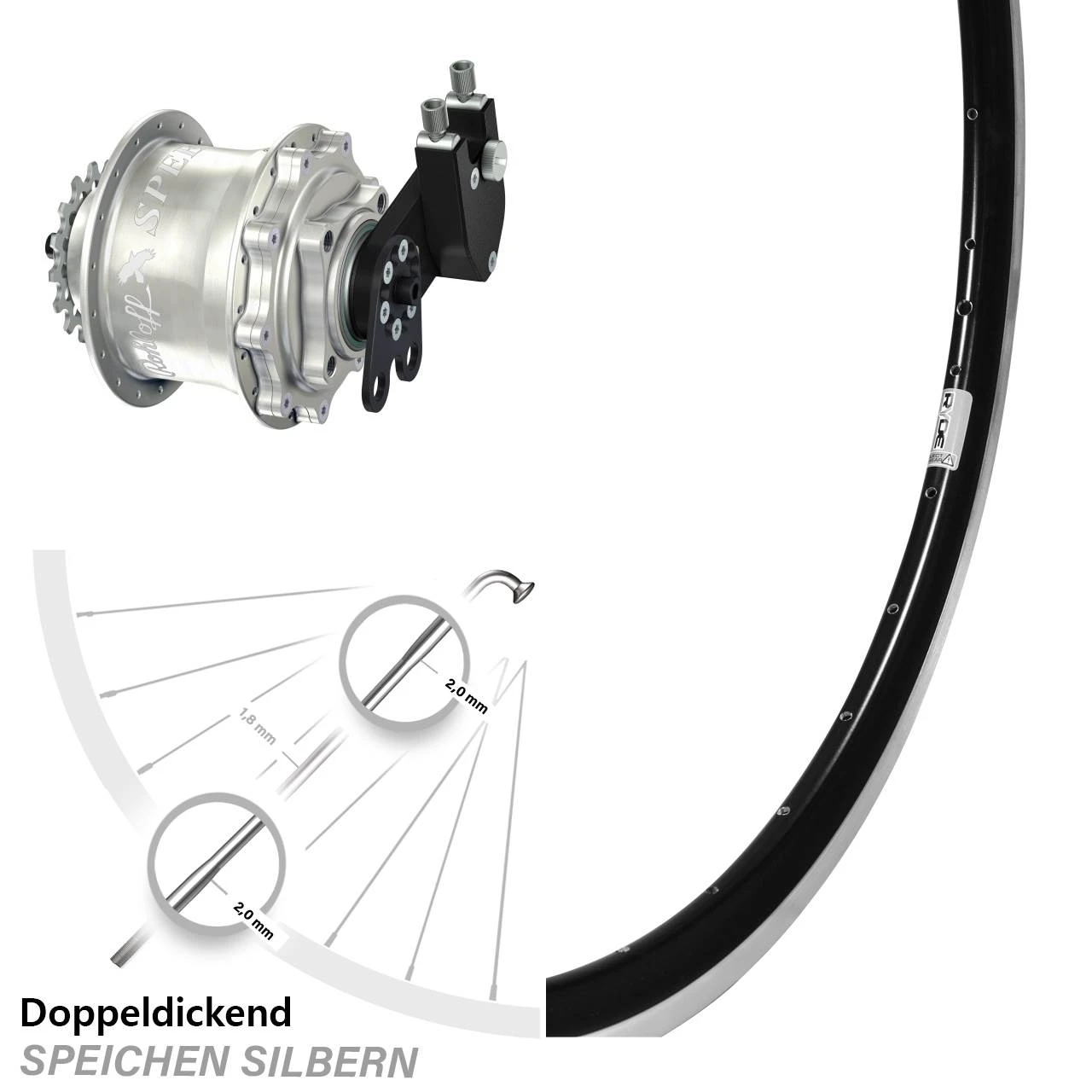 Ryde Dutch 19 Hinterrad 28 Zoll Mit Rohloff Speedhub CC DB Nabe 1 Ryde Dutch 19 Hinterrad 28 Zoll Mit Rohloff Speedhub CC DB Nabe