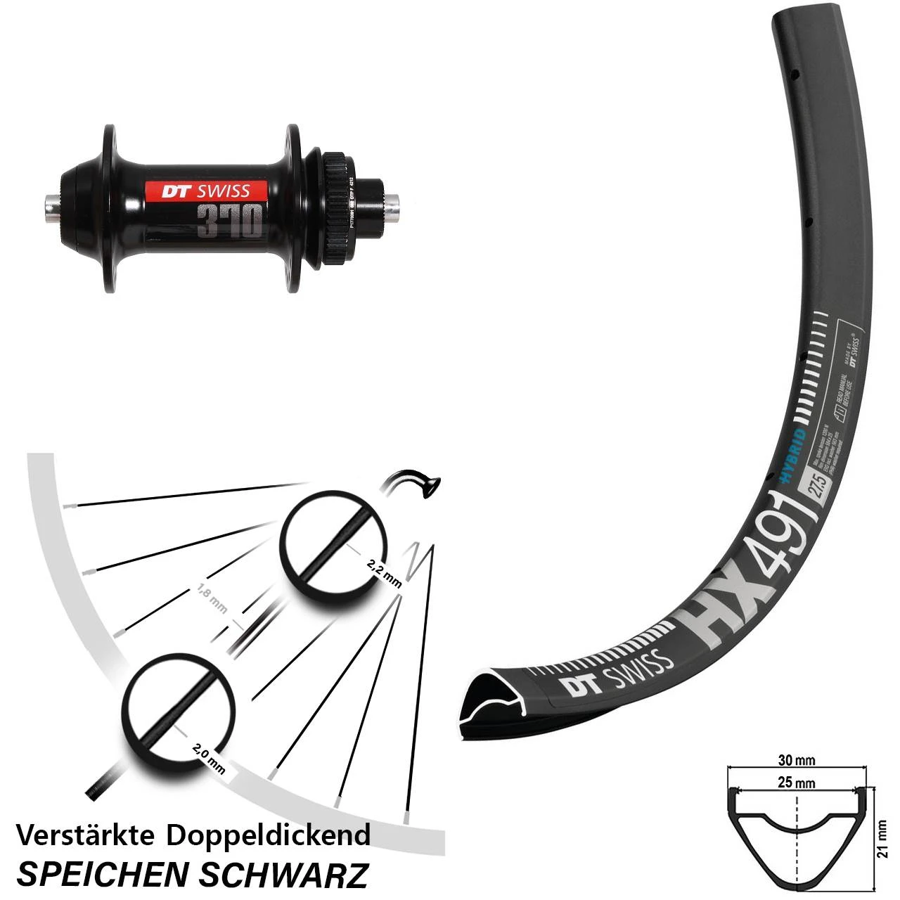 Dt-swiss 27,5 Zoll Vorderrad DT Swiss HX 491 Mit 370 Centerlock Nabe 1 Dt-swiss 27,5 Zoll Vorderrad DT Swiss HX 491 Mit 370 Centerlock Nabe