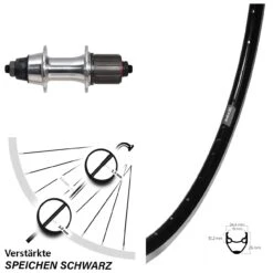 Ryde Andra 20 Hinterrad 28 Zoll Mit Novatec F362 TSE 7-fach