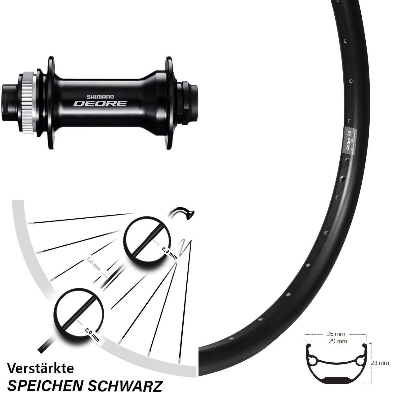 27,5 Zoll Ryde Andra 29 Vorderrad Centerlock 15/100 Mm Shimano HB-M6010 1 27,5 Zoll Ryde Andra 29 Vorderrad Centerlock 15/100 Mm Shimano HB-M6010