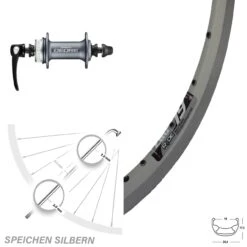 Shimano Deore HB-M615 Ryde ZAC 19 Felgenbremse Silbern Laufrad 26 Zoll Centerlock