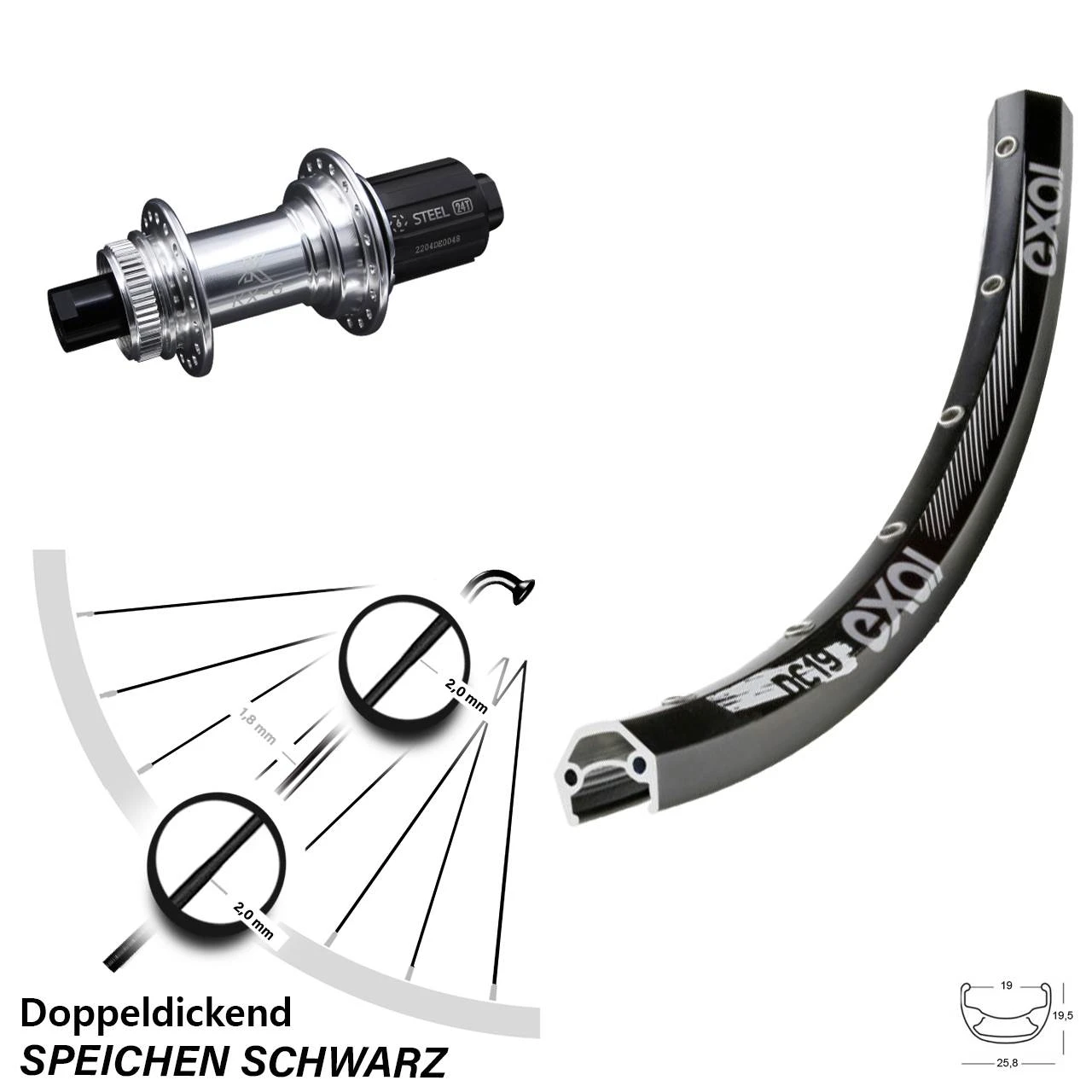 28 Zoll Hinterrad KX-GS Silbern Eloxiert 12x142 Mm Centerlock Exal DC 19 1 28 Zoll Hinterrad KX-GS Silbern Eloxiert 12x142 Mm Centerlock Exal DC 19