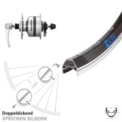 Shimano DH3N80 Nabendynamo Exal ZX19 Vorderrad 26 Zoll
