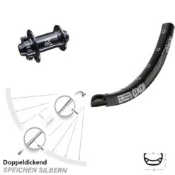 26 Zoll Vorderrad KX-M 15x100 Mm Exal BE 21 Leicht 6-Loch